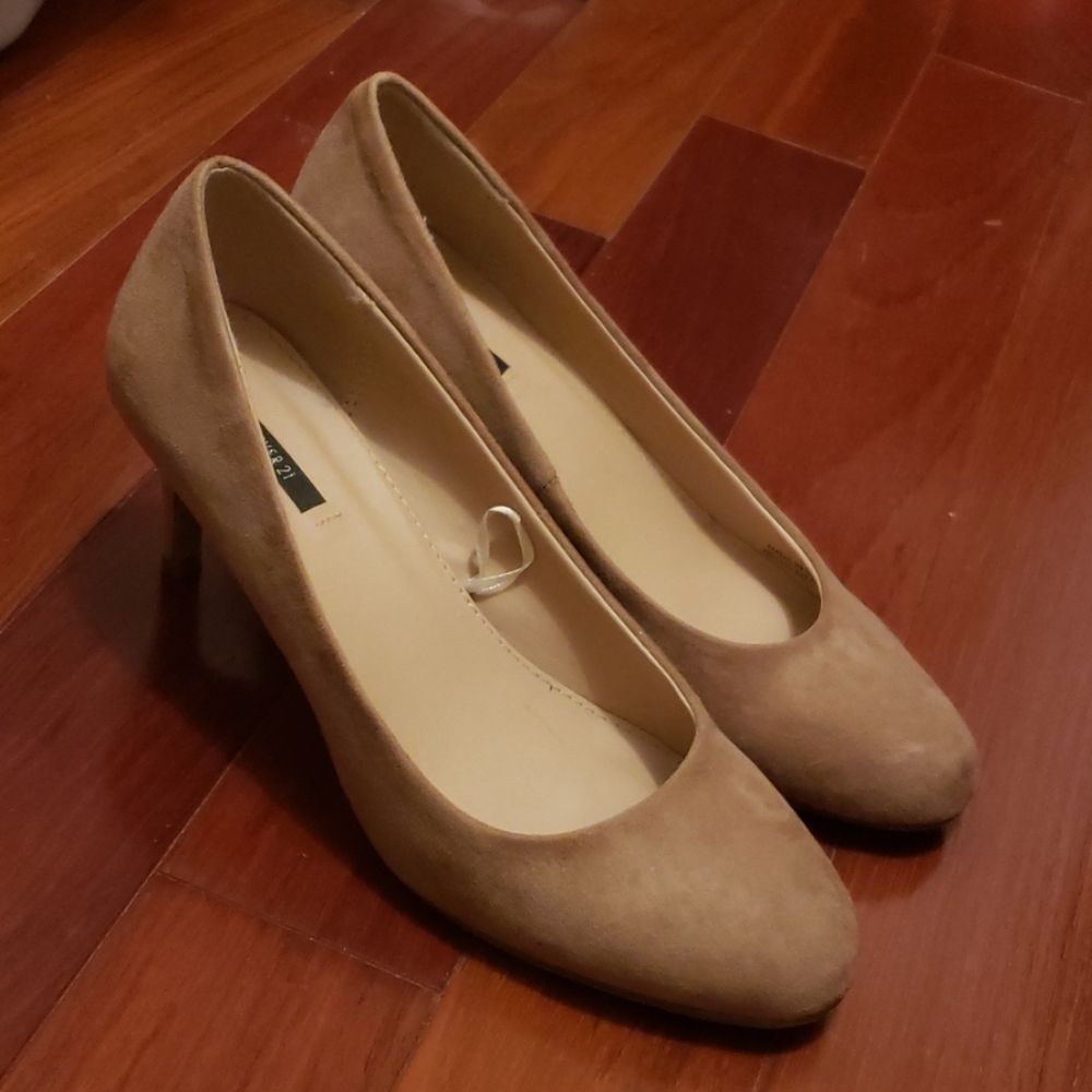 Suede nude heels